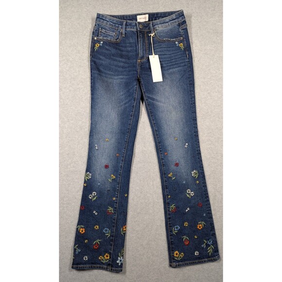 Driftwood Women Jeans Size 4x31 NWT Kelly Floral Embroidered Beaded Boot Hi Rise - Picture 1 of 12